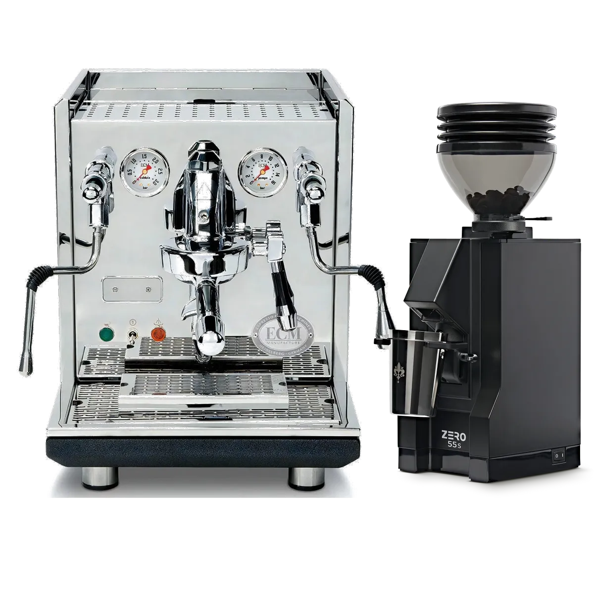 ECM Synchronika II Espresso Machine with Eureka Mignon Zero 55s Single Dose Coffee Grinder (Matte Black) Bundle Espresso Machine (Prosumer) ECM