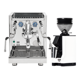 ECM Technika VI Dual Boiler Espresso Machine (Stainless Steel) with Eureka Mignon Zero 55s Single Dose Coffee Grinder (White) Bundle