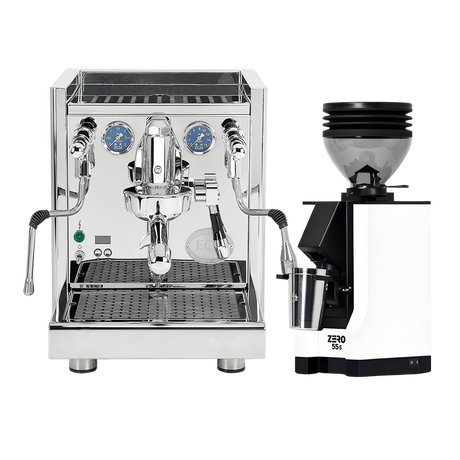 ECM Technika VI Dual Boiler Espresso Machine (Stainless Steel) with Eureka Mignon Zero 55s Single Dose Coffee Grinder (White) Bundle Espresso Machine (Prosumer) ECM