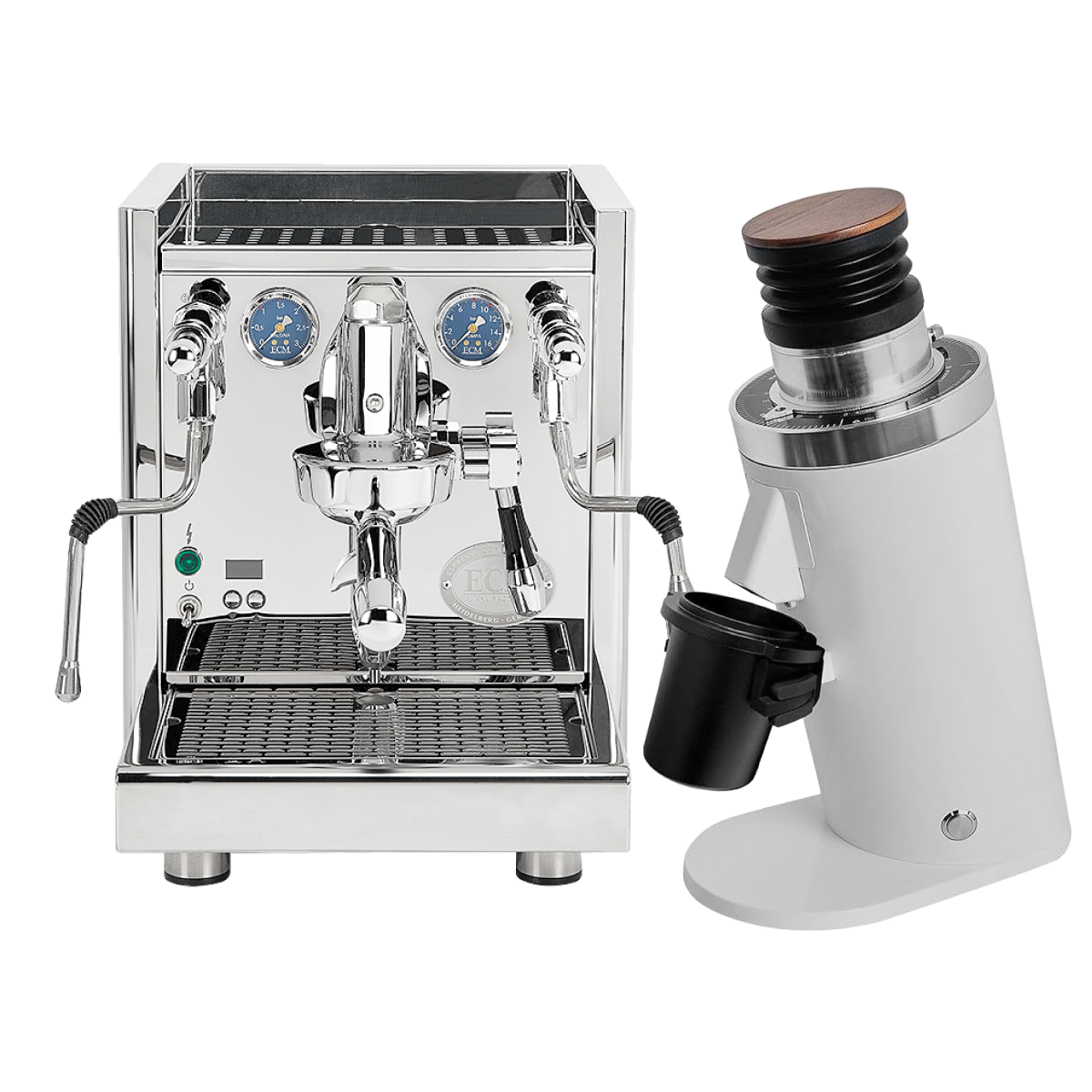 ECM Technika VI Dual Boiler Espresso Machine (Stainless Steel) with DF64 Gen 2.5 Grinder (White) Bundle