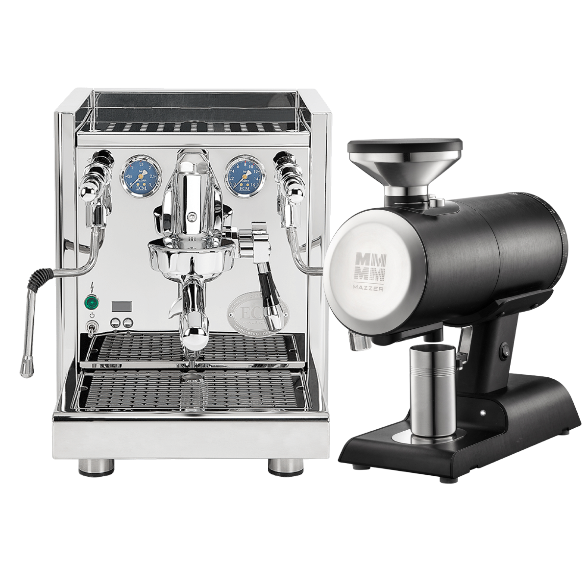 ECM Technika VI Dual Boiler Espresso Machine (Stainless Steel) with Mazzer Philos Grinder (Black) Bundle