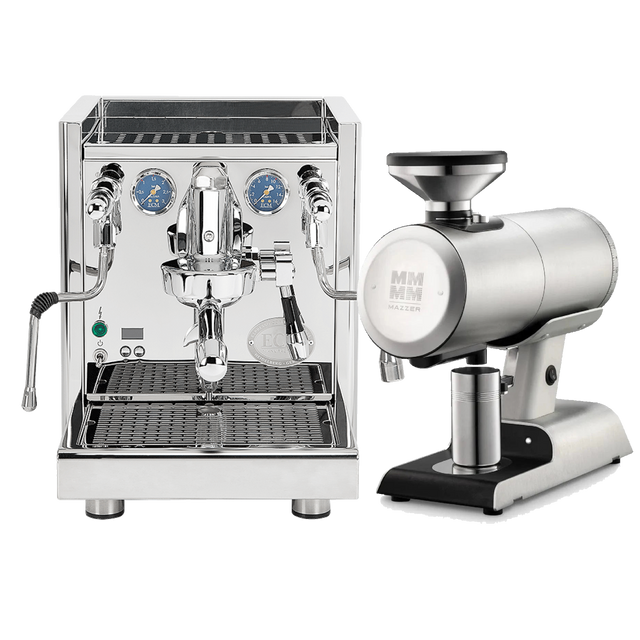 ECM Technika VI Dual Boiler Espresso Machine (Stainless Steel) with Mazzer Philos Grinder (Silver) Bundle