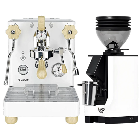 Lelit Bianca 3 PL162TCW Espresso Machine White and Eureka Mignon Zero 55s Single Dose Coffee Grinder (White) Bundle Espresso Machine (Prosumer) Lelit