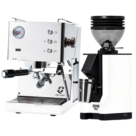 Quick Mill Pop-up (Stainless Steel) Espresso Machine & Eureka Mignon Zero 55s Single Dose Coffee Grinder (White) Bundle Espresso Machine Quick Mill Default Title
