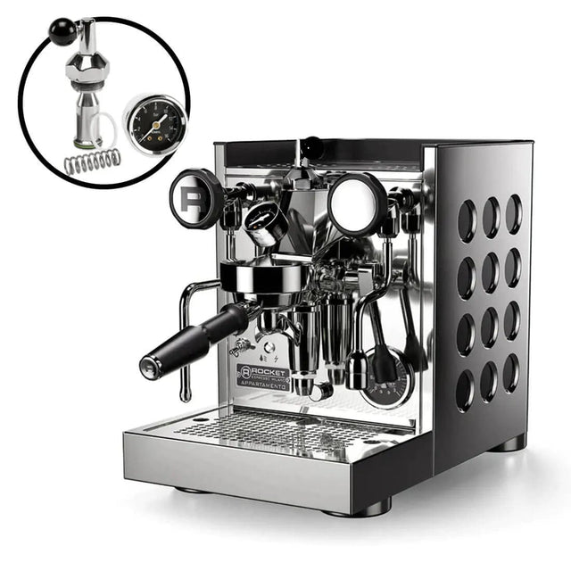 Rocket Appartamento TCA Espresso Machine with Flow Control RE502A3B12 (Stainless Steel - Black) Espresso Machine (Prosumer) Rocket