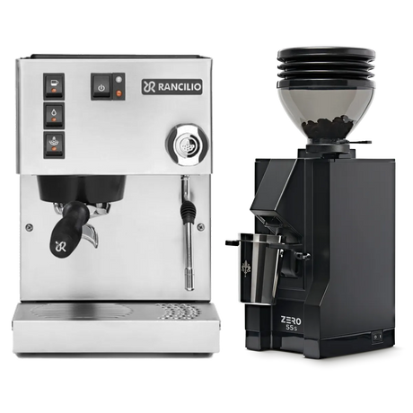 Rancilio Silvia M V6 Espresso Machine (Silver Stainless Steel) and Eureka Mignon Zero 55s Single Dose Coffee Grinder (Matte Black) Bundle Espresso Machine Rancilio Default Title