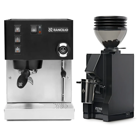 Rancilio Silvia M V6 Espresso Machine (Limited Edition Black and Stainless Steel) and Eureka Mignon Zero 55s Single Dose Coffee Grinder (Matte Black) Bundle Espresso Machine Rancilio Default Title