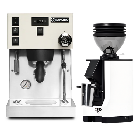 Rancilio Silvia Pro X Espresso Machine (White) and Eureka Mignon Zero 55s Single Dose Coffee Grinder (White) Bundle Espresso Machine Rancilio