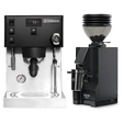 A Rancilio Silvia Pro X Espresso Machine (Black) and a Eureka Mignon Zero 55s Single Dose Coffee Grinder (Matte Black) from Rancilio are displayed side by side on a white background.