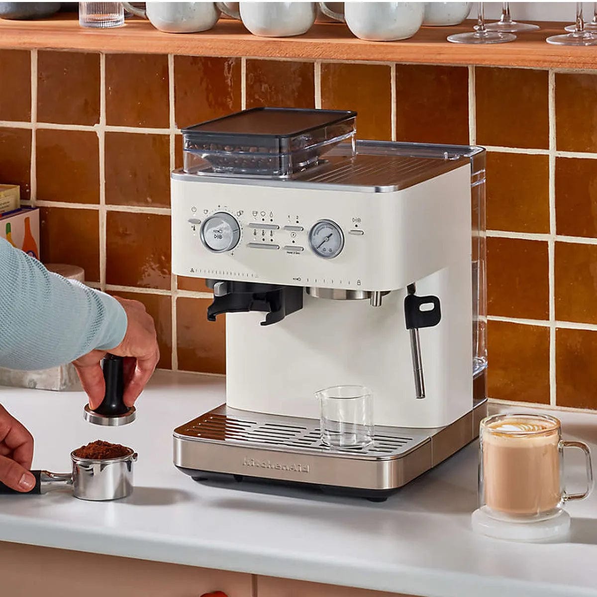 KitchenAid Semi Automatic Espresso Machine with Burr Grinder KES6551PL (Porcelain) Espresso Machine KitchenAid