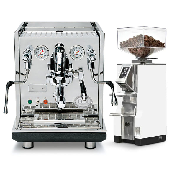 ECM Synchronika Espresso Machine (Stainless Steel) & Eureka Mignon Libra Grinder (White) Bundle