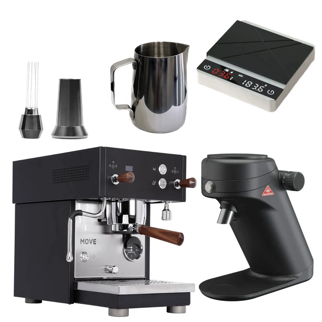 Profitec Move & Mahlkönig X64SD (Black) "Ready to Go" Espresso Bundle – Dual Boiler, Single Dose Grinder & Complete Barista Kit Espresso Machine (Prosumer) Profitec