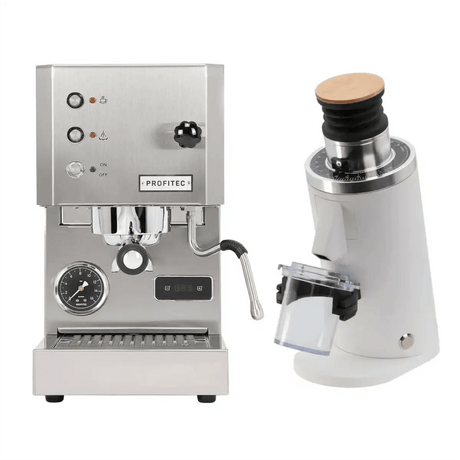 Profitec Go (Stainless Steel) Espresso Machine & DF54 Gen 2 Grinder (White) Bundle Espresso Machine (Prosumer) Profitec