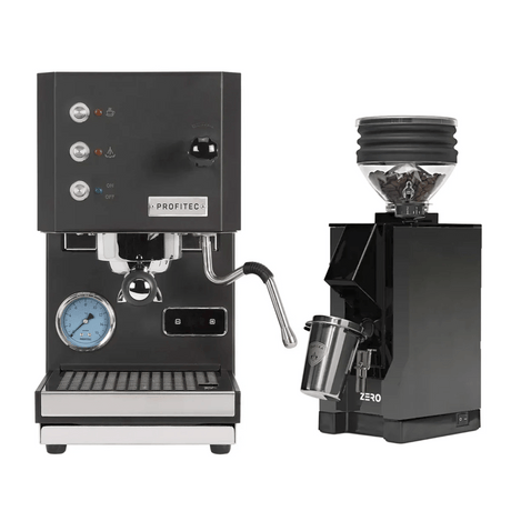 Profitec Go (Black) Espresso Machine and Eureka Mignon Zero Grinder (Black with Black Spout) Bundle Espresso Machine (Prosumer) Profitec
