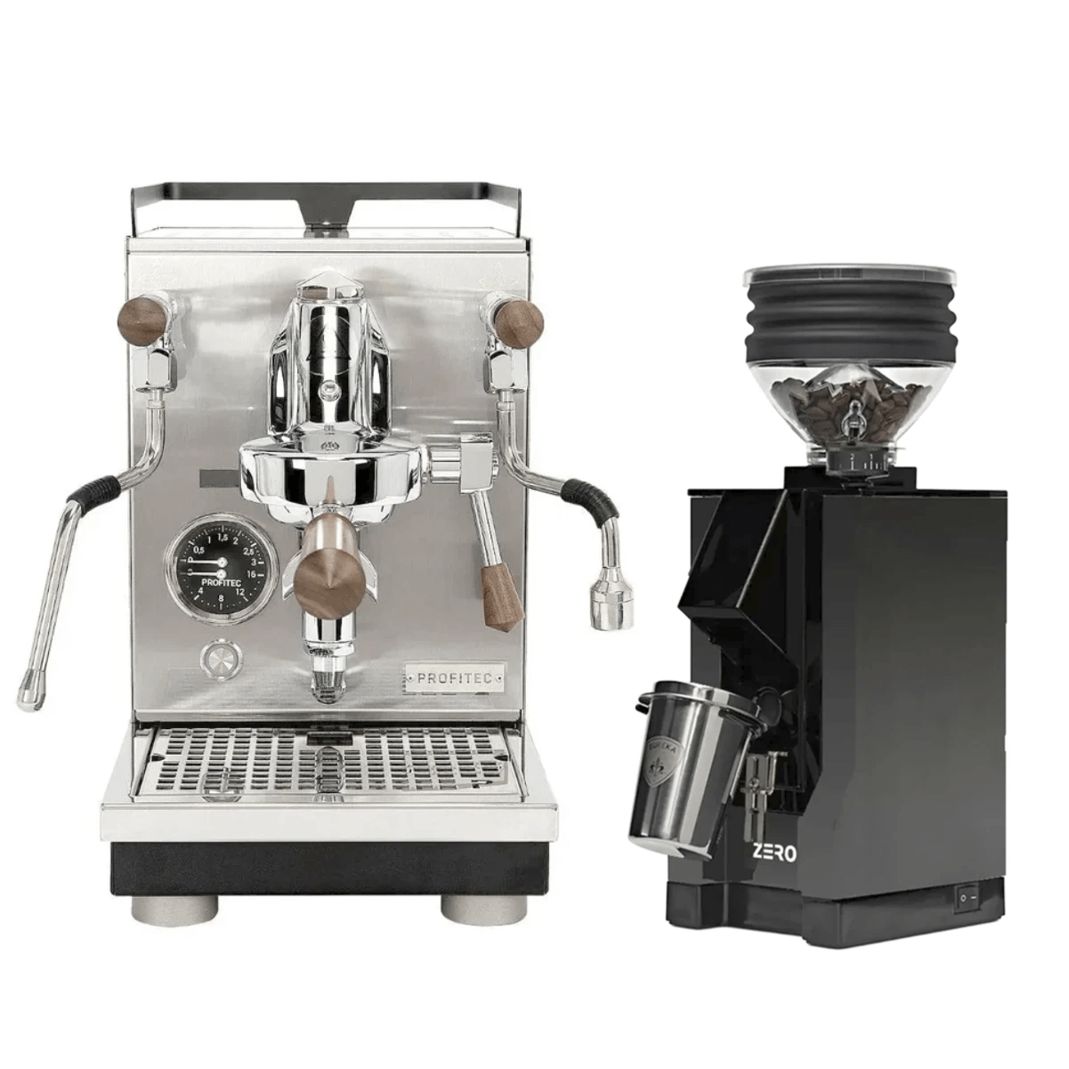 Profitec Jump Espresso Machine and Eureka Mignon Zero Grinder (Black with Black Spout) Bundle Espresso Machine (Prosumer) Profitec
