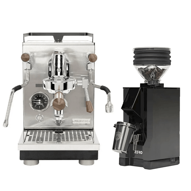 Profitec Jump Espresso Machine and Eureka Mignon Zero Grinder (Black with Black Spout) Bundle Espresso Machine (Prosumer) Profitec