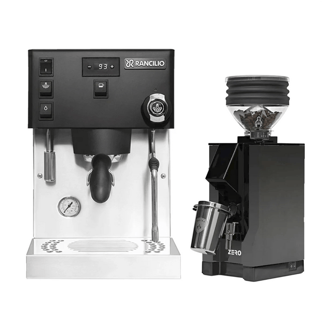 Rancilio Silvia Pro X Espresso Machine (Black) and Eureka Mignon Zero Grinder (Black with Black Spout) Bundle Espresso Machine Rancilio