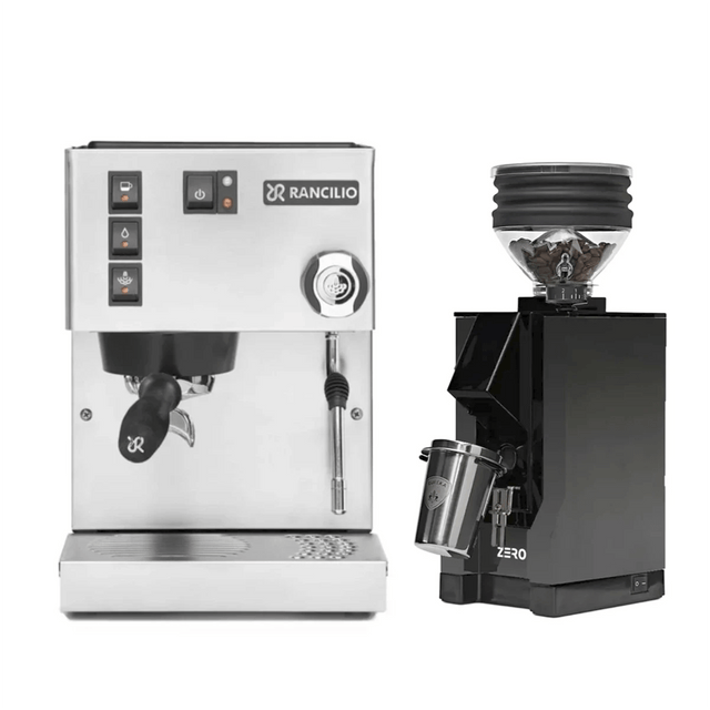 Rancilio Silvia M V6 Espresso Machine (Stainless Steel) and Eureka Mignon Zero Grinder (Black with Black Spout) Bundle Espresso Machine Rancilio