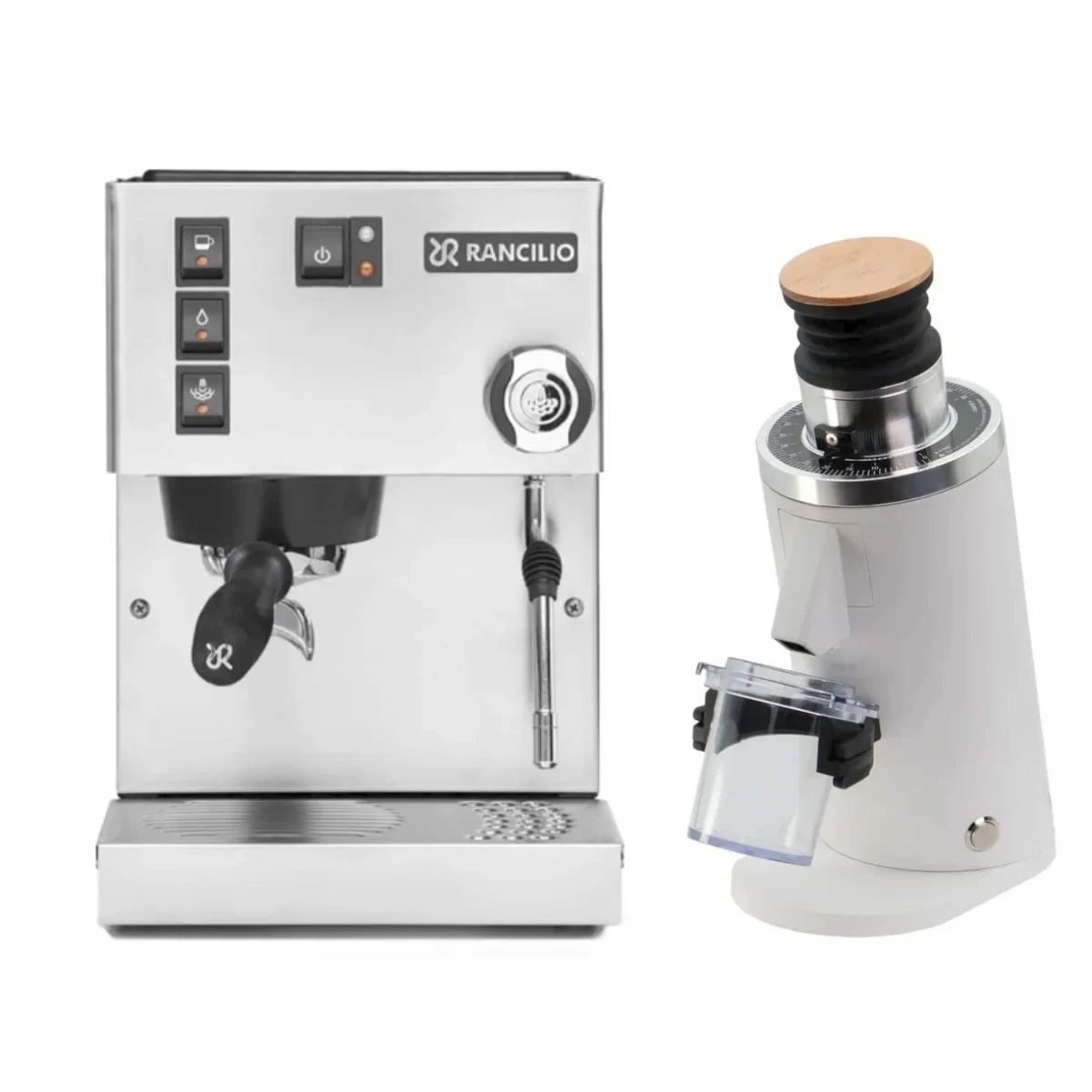 Rancilio Silvia M V6 Espresso Machine (Stainless Steel) and DF54 Grinder (White) Bundle Espresso Machine Rancilio