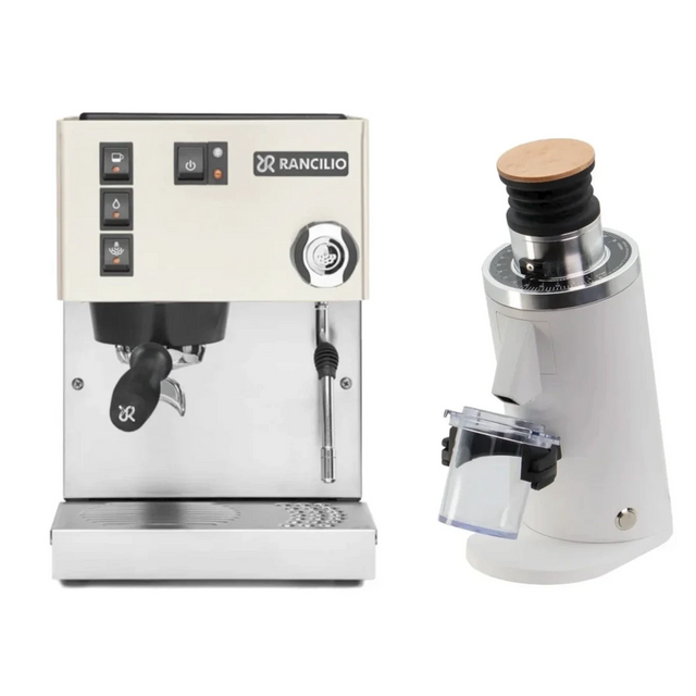 Rancilio Silvia M V6 Espresso Machine (White) and DF54 Grinder (White) Bundle Espresso Machine Rancilio
