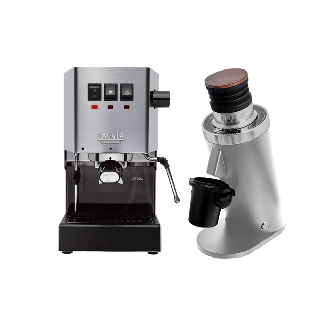 Gaggia Classic E24 Stainless Steel & DF64 Gen 2 Grinder (Silver) Bundle Espresso Machine Gaggia