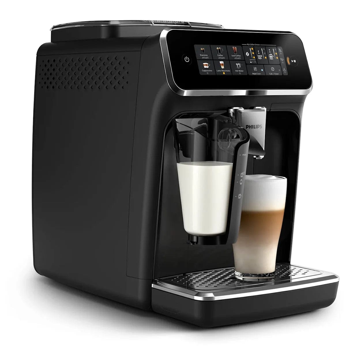 Philips 3300 LatteGo Super Automatic Espresso, Cappuccino, & Latte Macchiato Machine with SilentBrew EP3341/50 (Glossy Black) Super Automatic Espresso Machine Philips