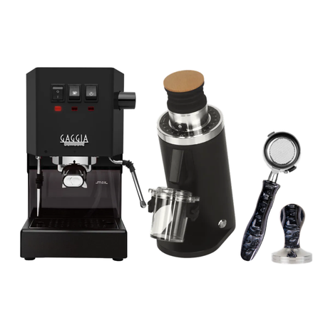 Gaggia Classic Pro E24 Thunder Black and DF54 Grinder with Bottomless Portafilter and Tamper Bundle