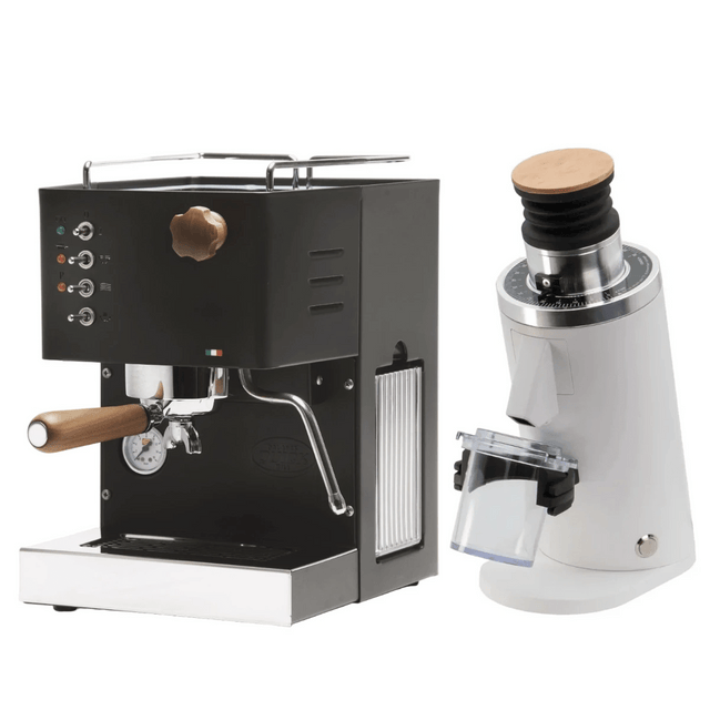 Quick Mill Pippa Espresso Machine (Black) & DF54 Grinder (White) Bundle Espresso Machine Quick Mill