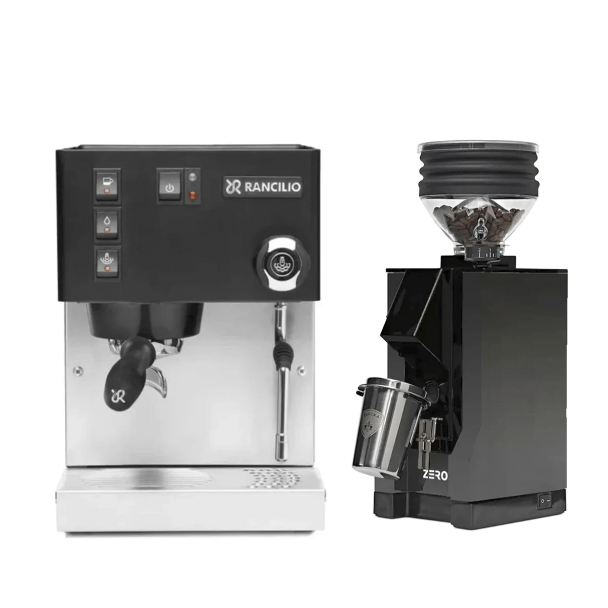 Rancilio Silvia M V6 Espresso Machine (Limited Edition Black and Stainless Steel) and Eureka Mignon Zero Grinder (Black with Black Spout) Bundle Espresso Machine Rancilio