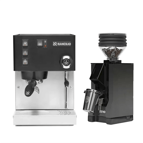Rancilio Silvia M V6 Espresso Machine (Limited Edition Black and Stainless Steel) and Eureka Mignon Zero Grinder (Black with Black Spout) Bundle Espresso Machine Rancilio