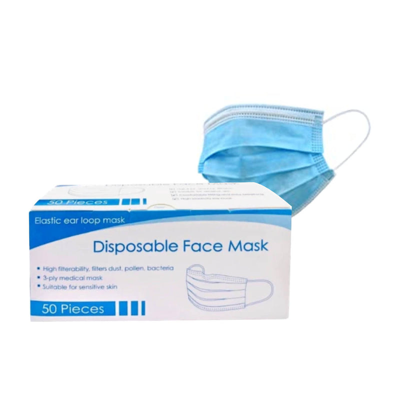 3-Ply Disposable Face Masks (Box of 50)