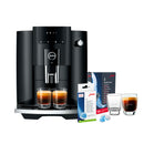 Jura E4 Super Automatic Coffee & Espresso Machine (Piano Black) - Free bundle with Jura Espresso Glass, 3-Phrase Cleaning Tablets, Claris Smart Water FIlter