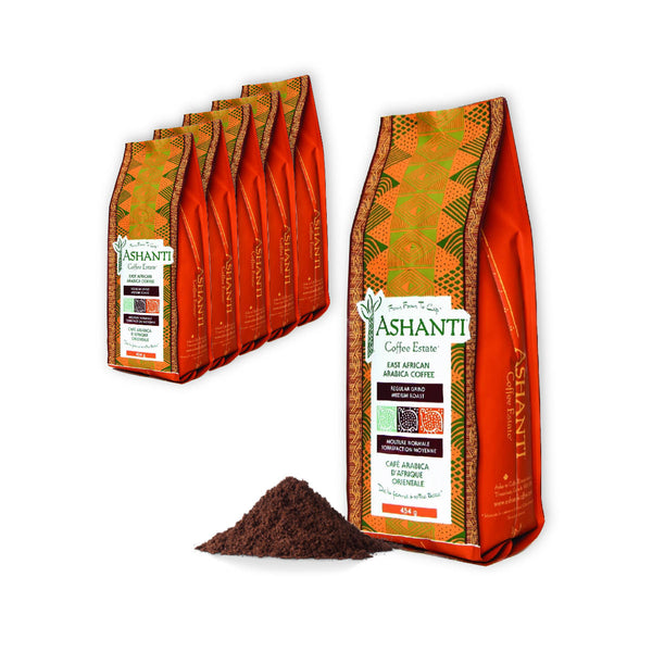 Ashanti Artisan Coffee African Medium Roast Ground Coffee 6lb Bulk Value Pack