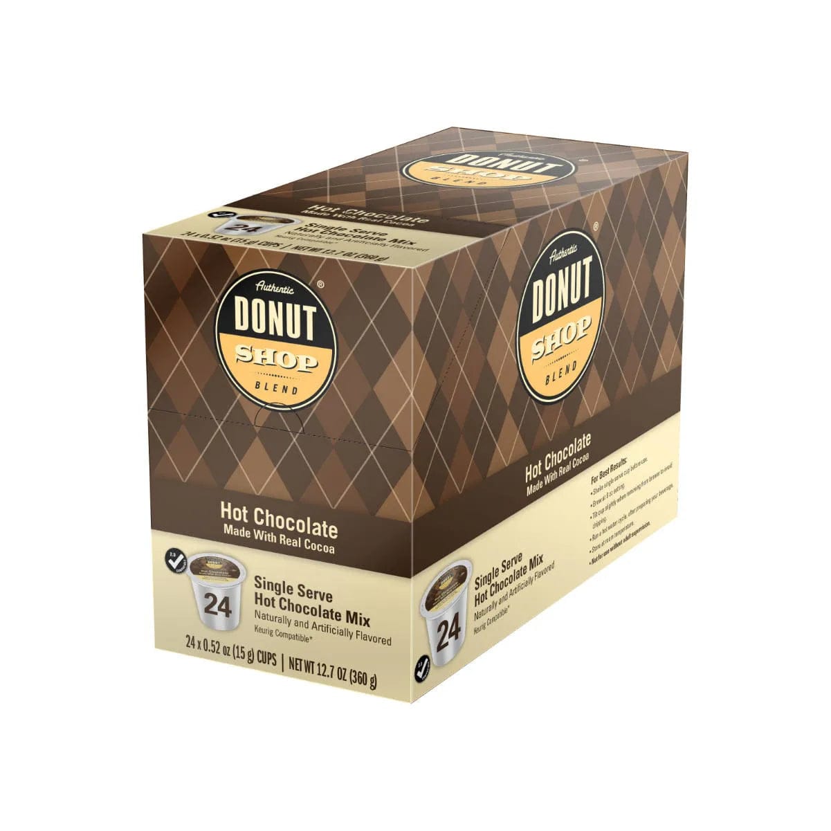 Authentic Donut Shop Hot Chocolate Single-Serve Pods (Box of 24) K-Cups Authentic Donut Shop