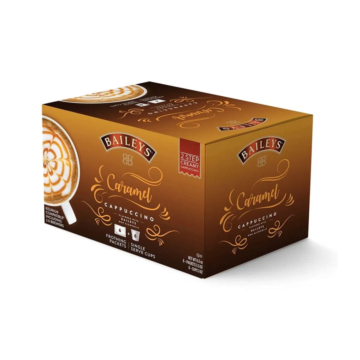 Baileys 2-Step Caramel Latte Creamy Cappuccino (Coffee Pods & Frothing Packets - Case of 36) K-Cups Baileys