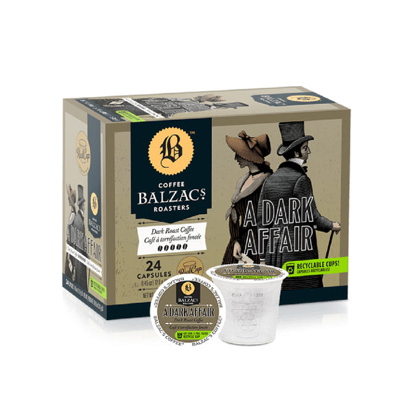 Balzac's A Dark Affair Single Serve Coffee Pods (Case of 96)