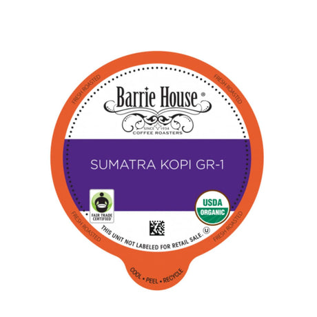 Barrie House Fair Trade Sumatra Kopi GR-1 Single-Serve Coffee Pods (Box of 24) K-Cups Barrie House