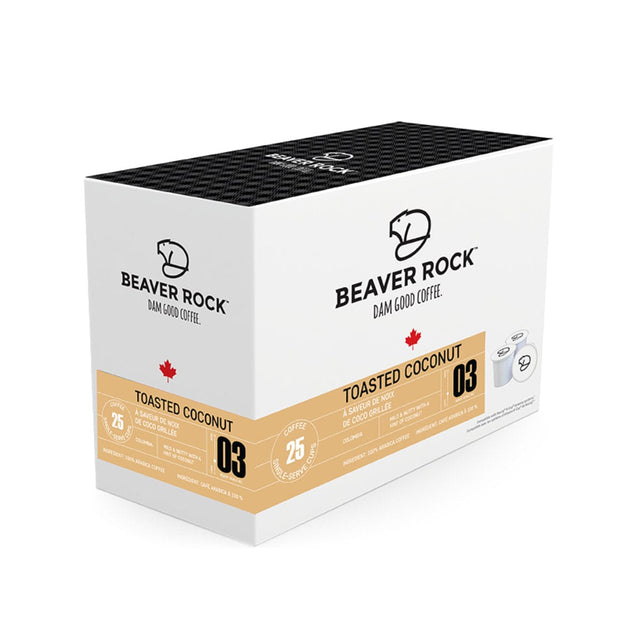 Beaver Rock Toasted Coconut Single-Serve Coffee Pods (Box of 25) K-Cups Beaver Rock