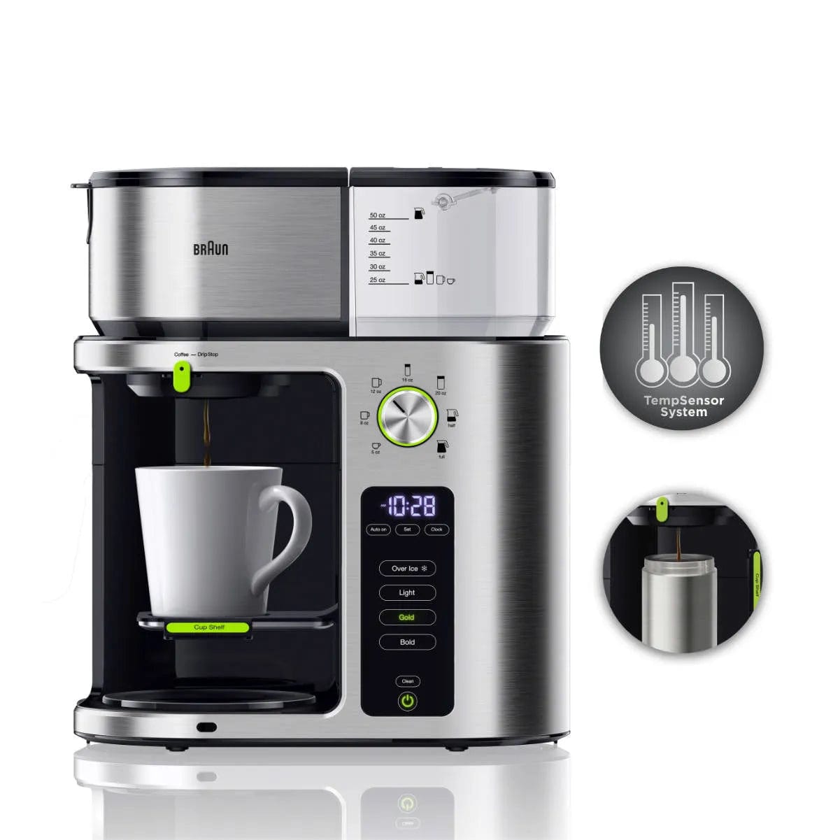 Braun MultiServe Golden Cup Drip Coffee Maker (KF9070 / Stainless Steel) Drip Coffee Maker Braun