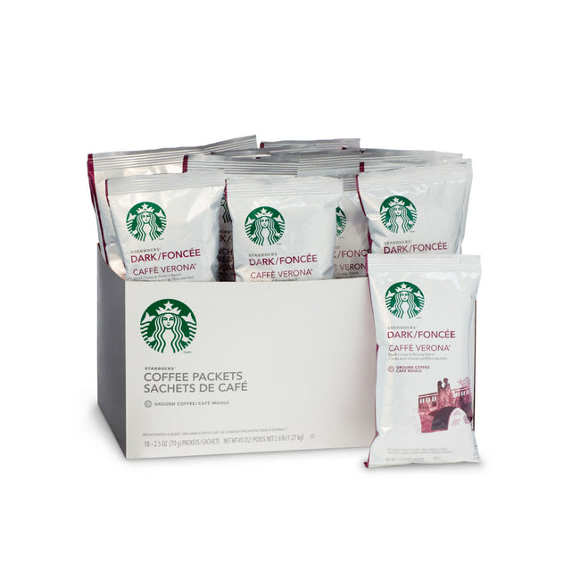 Starbucks Caffe Verona Ground Coffee Packets (Box of 18 X 2.5oz)