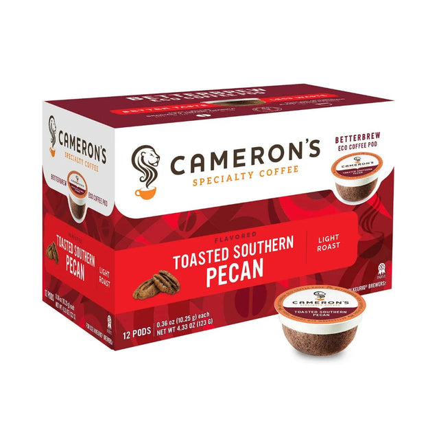 Cameron's Toasted Southern Pecan Single-Serve Eco Coffee Pods (Box of 12) K-Cups Cameron's