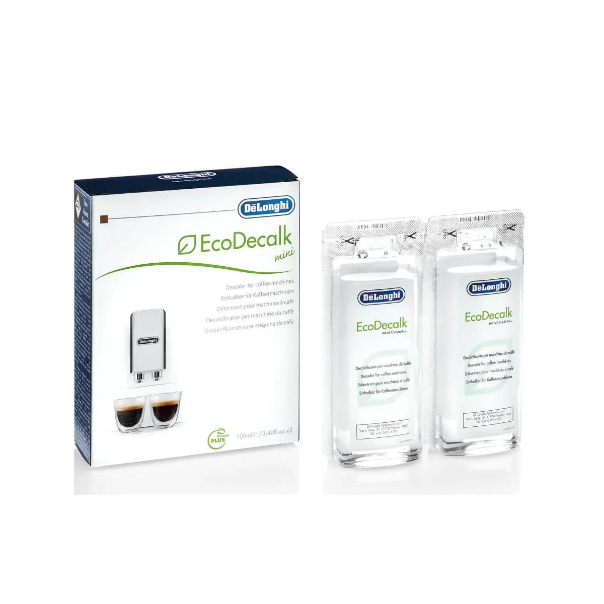 De'Longhi EcoDecalk Mini Descaling Solution Set 2x100mL DLSC200 (2x3.4 oz) Accessory DeLonghi