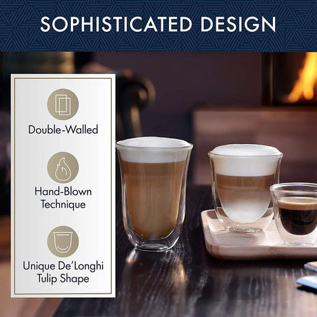 De'Longhi Fancy Glass Collection Double Walled Glassware Bundle (2x Espresso, 2x Cappuccino, 2x Latte) DLSC302 Kitchenware DeLonghi