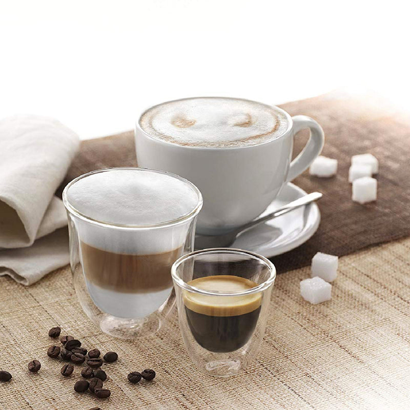 DeLonghi Double Walled Cappuccino & Coffee Glasses Lifestyle