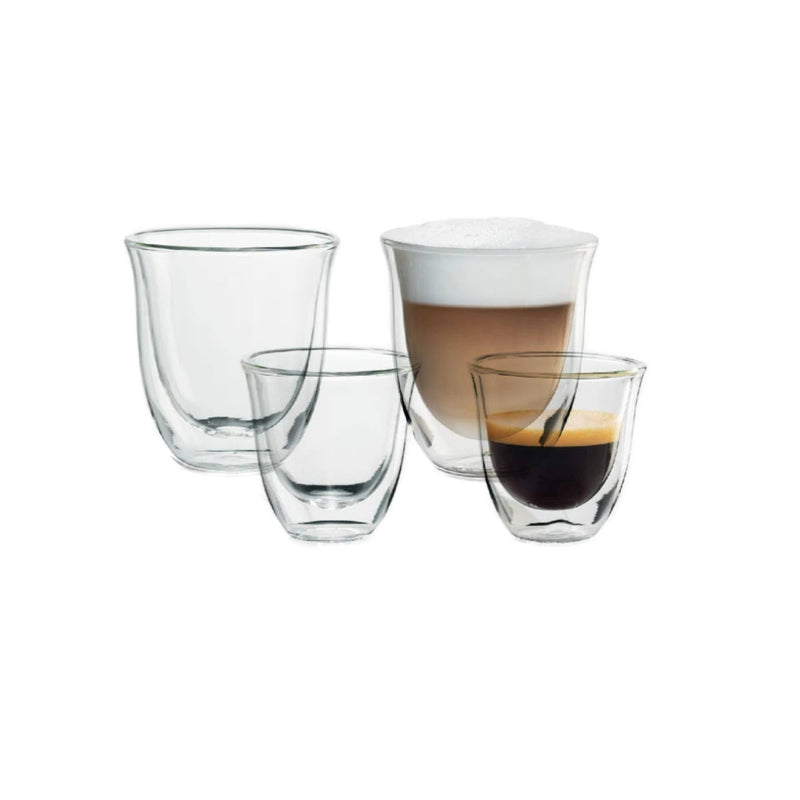 DeLonghi Double Walled Glassware Bundle (2x Espresso, 2x Cappuccino)
