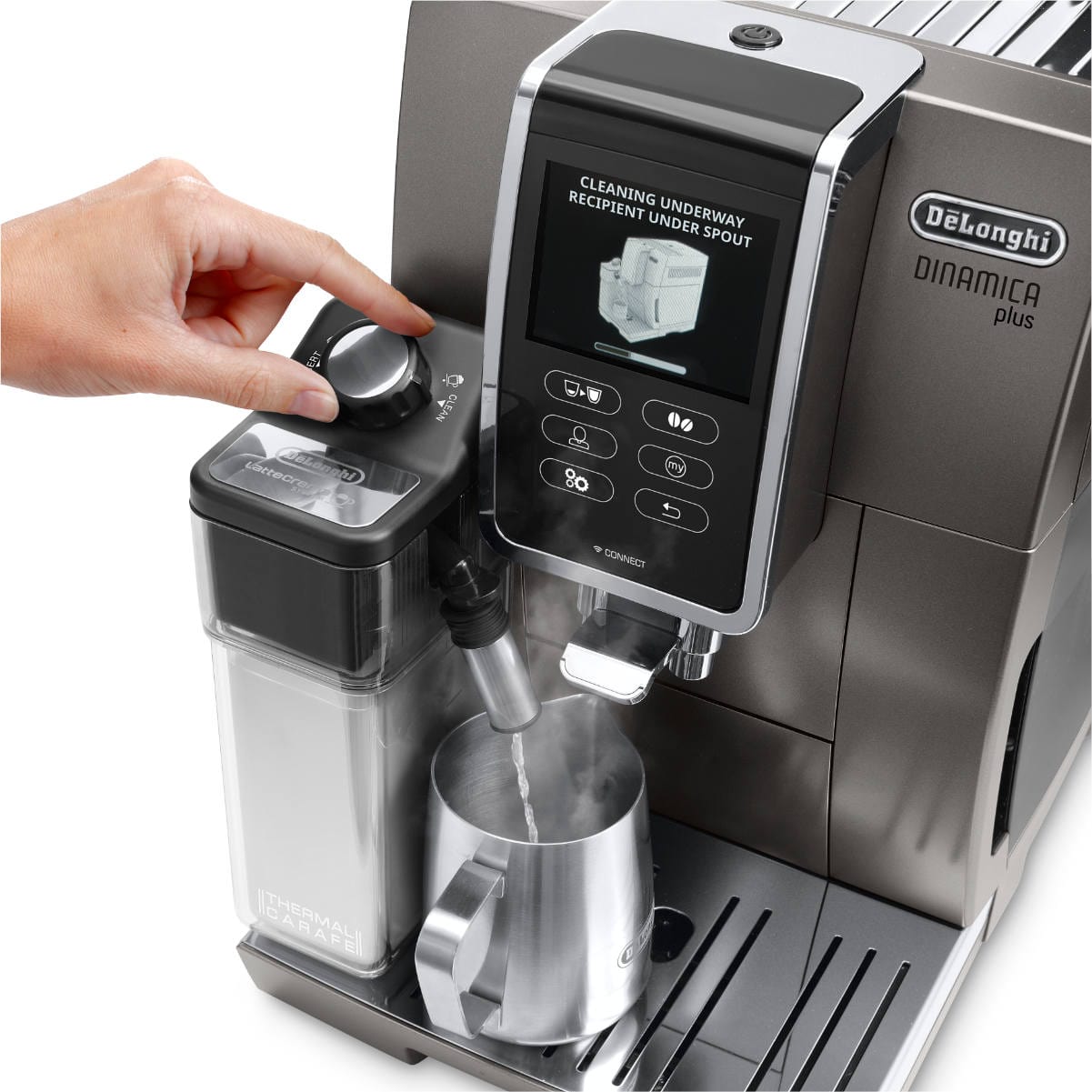 De'Longhi Dinamica PLUS Lattecrema, Super Automatic Espresso & Cappuccino Machine ECAM37095TI (Titanium) Super Automatic Espresso Machine DeLonghi