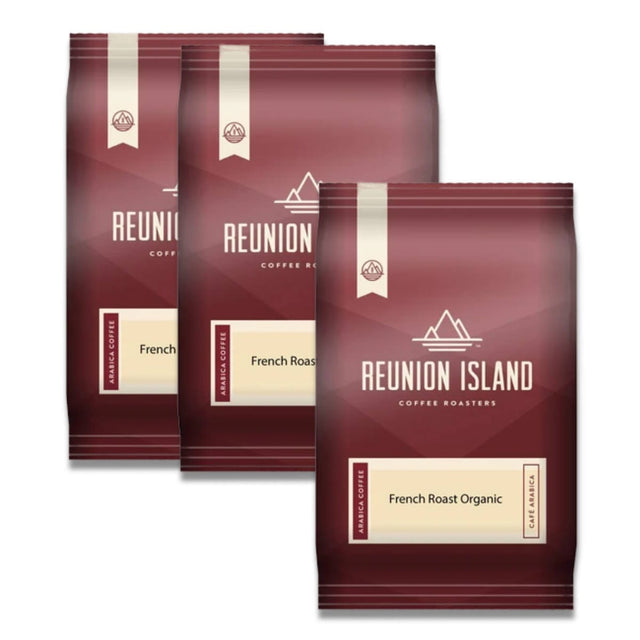 Reunion Island French Roast Whole Bean Coffee Value Pack(Box of 3) Whole Bean Coffee Reunion Coffee Roasters