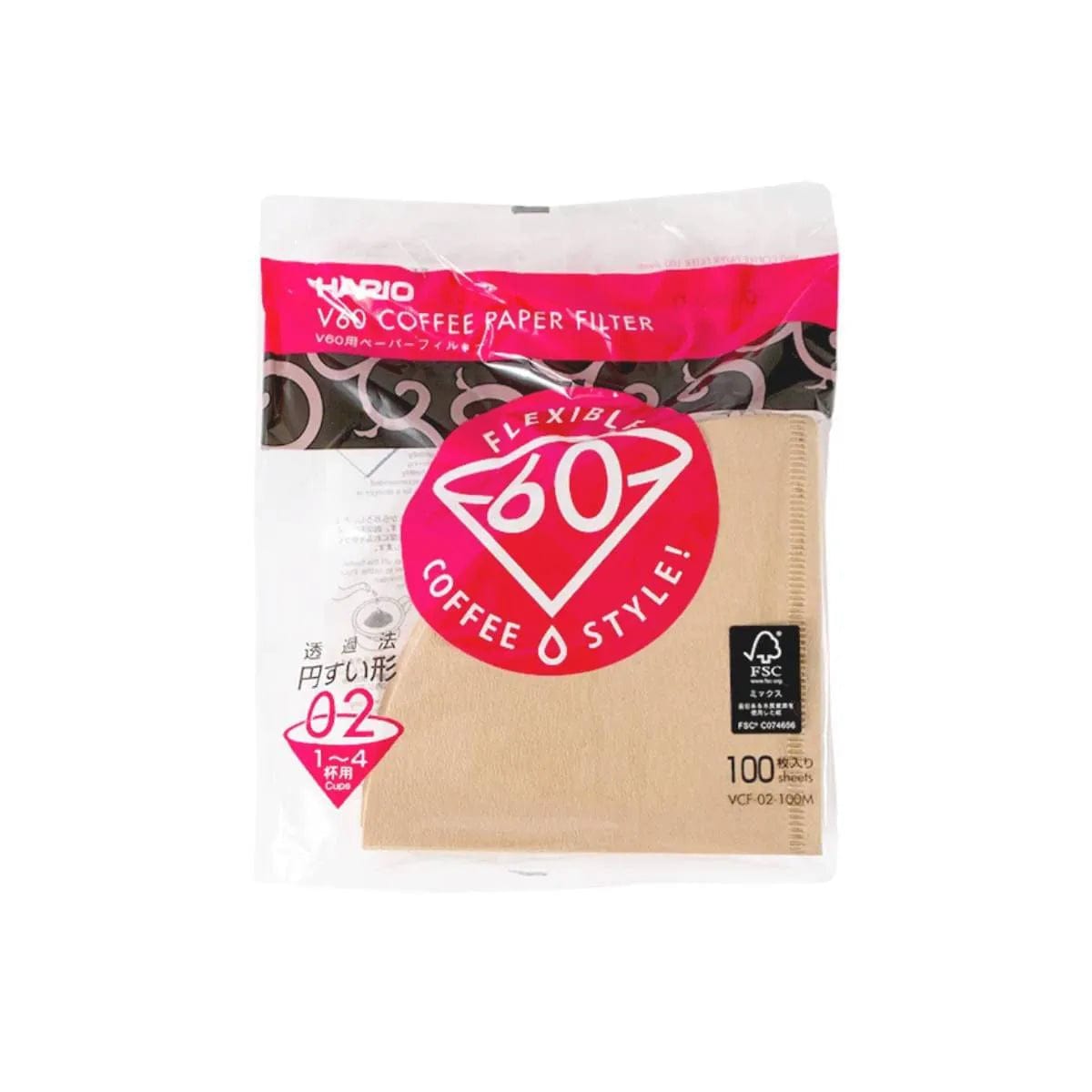 Hario V60 Brown Natural Paper Coffee Filters Size 02 (100filters) Pour Over Equipment Hario