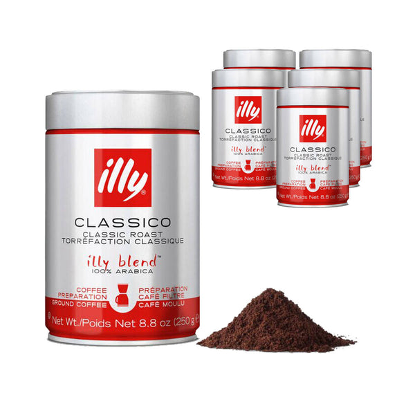 Illy Classico Medium Filtro Coffee Grounds (Bulk Case of 6) | Best Before mid July, 2022