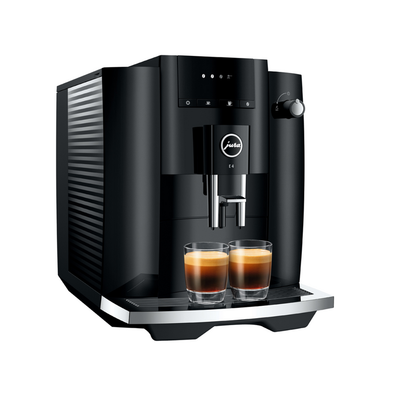 Jura E4 Super Automatic Coffee & Espresso Machine (Piano Black) - Free bundle with Jura Espresso Glass, 3-Phrase Cleaning Tablets, Claris Smart Water FIlter